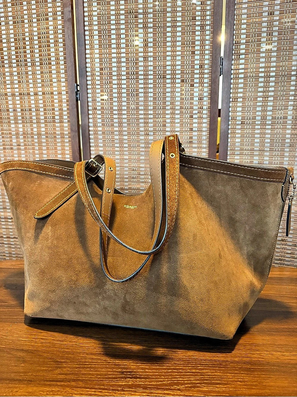 Coach Gramercy Tote Bag in Brown Suede